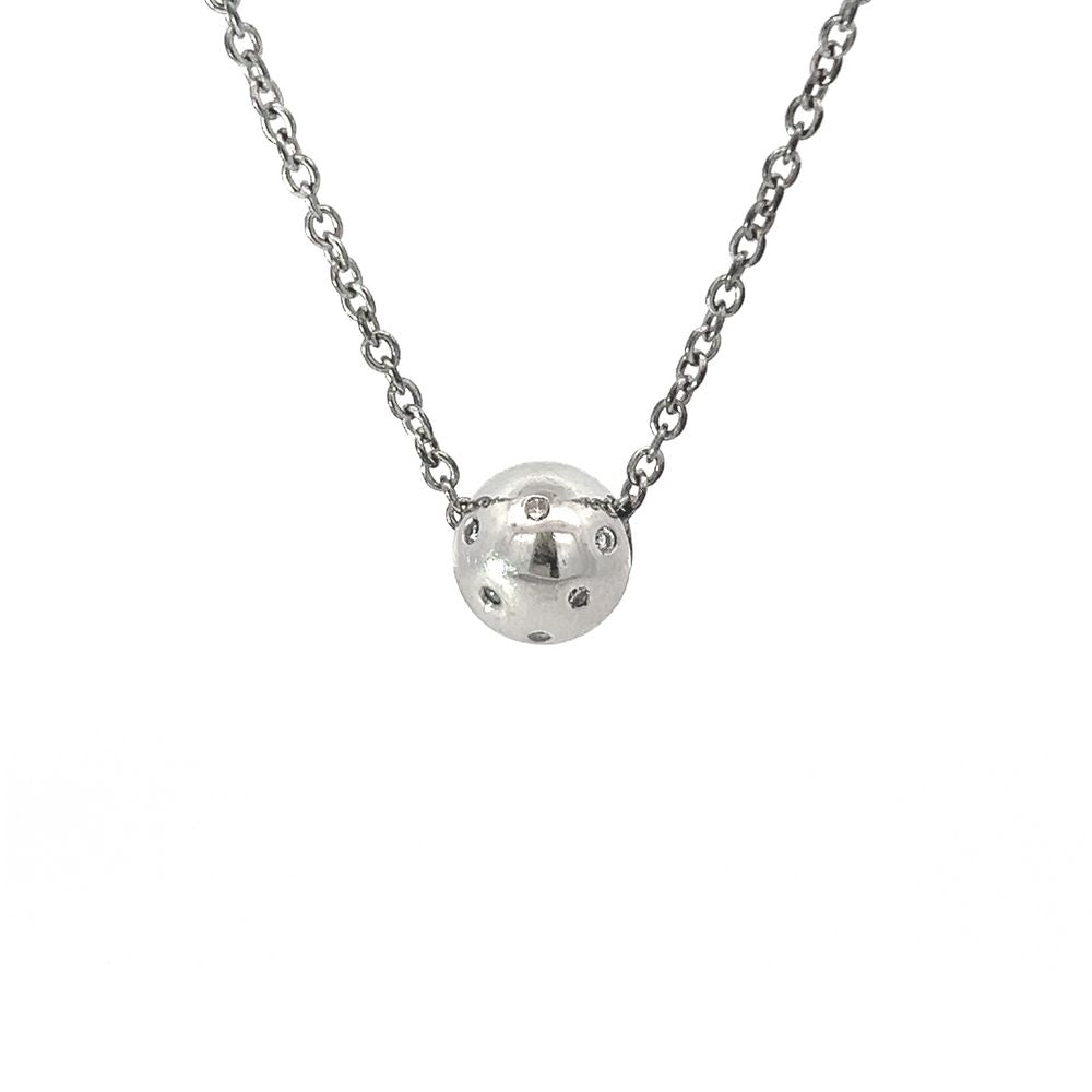 9ct White Gold & Diamond Ball Pendant