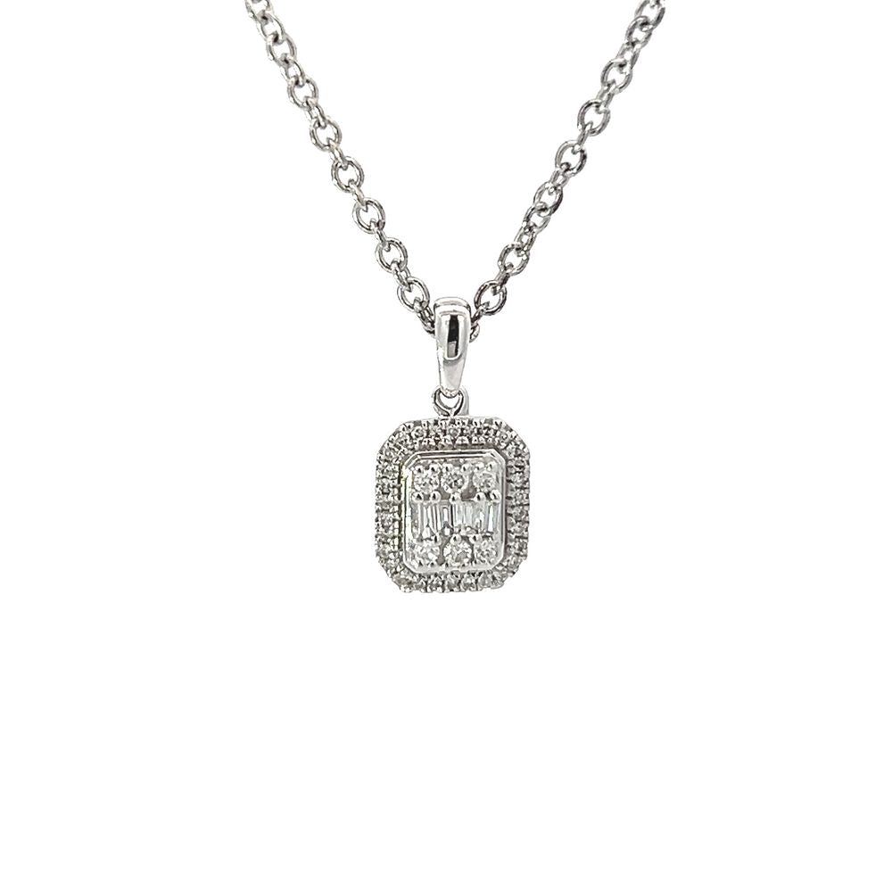 9ct White Gold & Diamond Multi-Stone Pendant