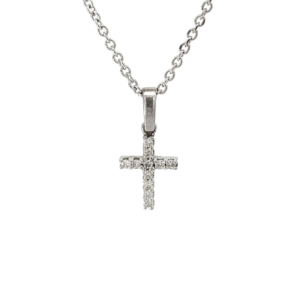 18ct Gold & Diamond Petite Cross Pendant