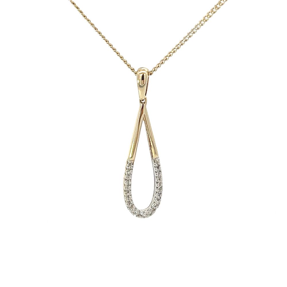 9ct Gold & Diamond Teardrop Pendant