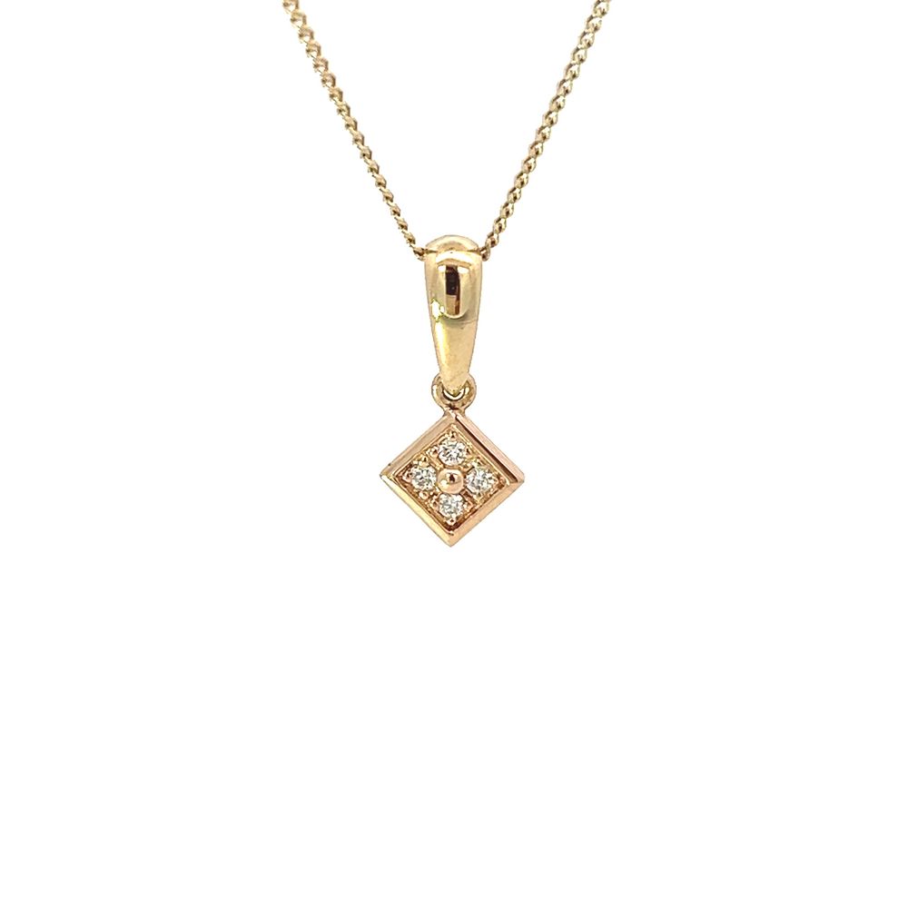 9ct Gold & Diamond Geometric Pendant