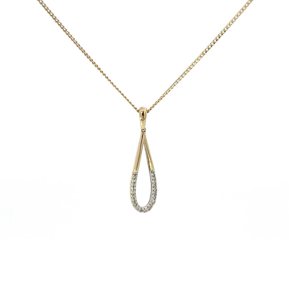 9ct Gold & Diamond Teardrop Pendant