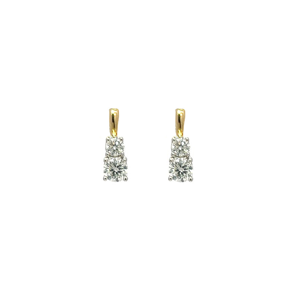 Diamond Diamond Studs in 9ct Yellow Gold