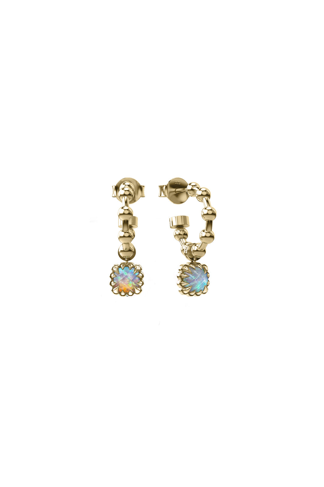 Stolen Girlfriends Club Gold Plated Baby Claw Ball Chain Sleeper Earrings Bello Opal