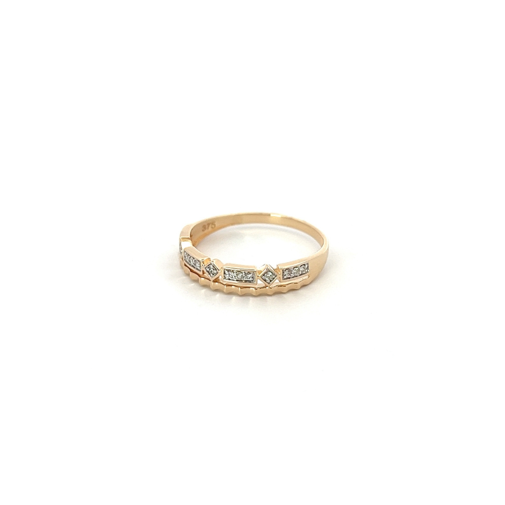 Double Row Dots & Dashes Diamond Ring in 9ct Gold