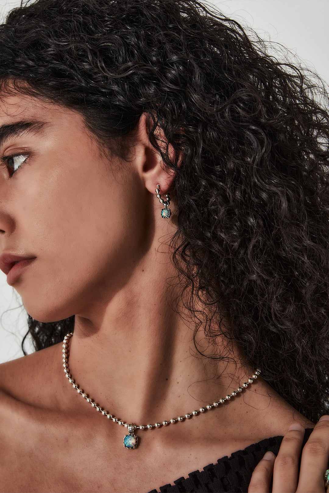 Stolen Girlfriends Club Baby Claw Ball Chain Sleeper Earrings Bello Opal