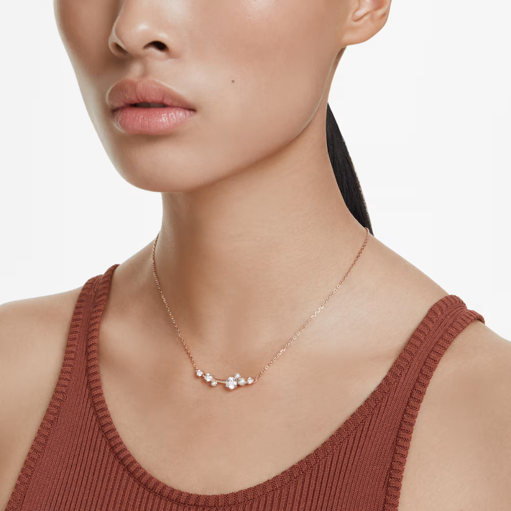 Swarovski Constella Bar Crystal-Pearl Necklace