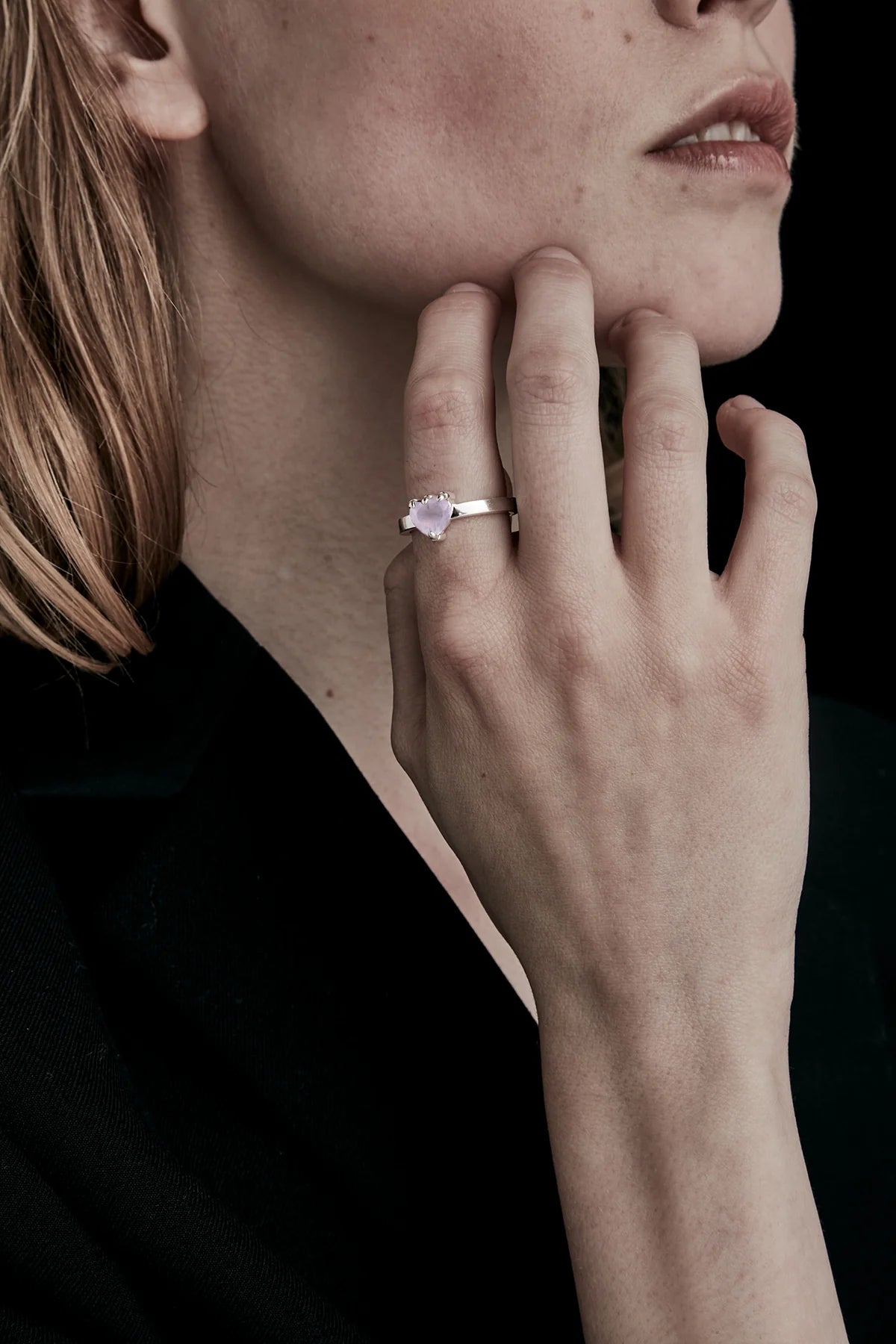 Stolen Girlfriends Club Rose Quartz Talon Ring in Silver