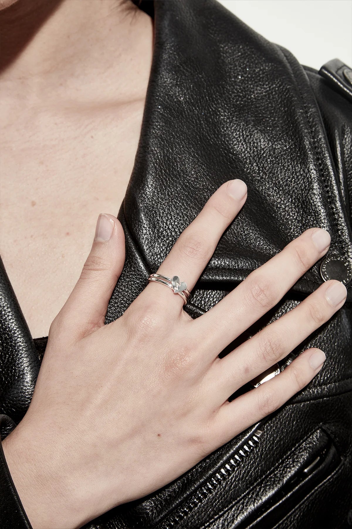 Stolen Girlfriends Club Silver Micro Broken Heart Ring Set (2 Rings)