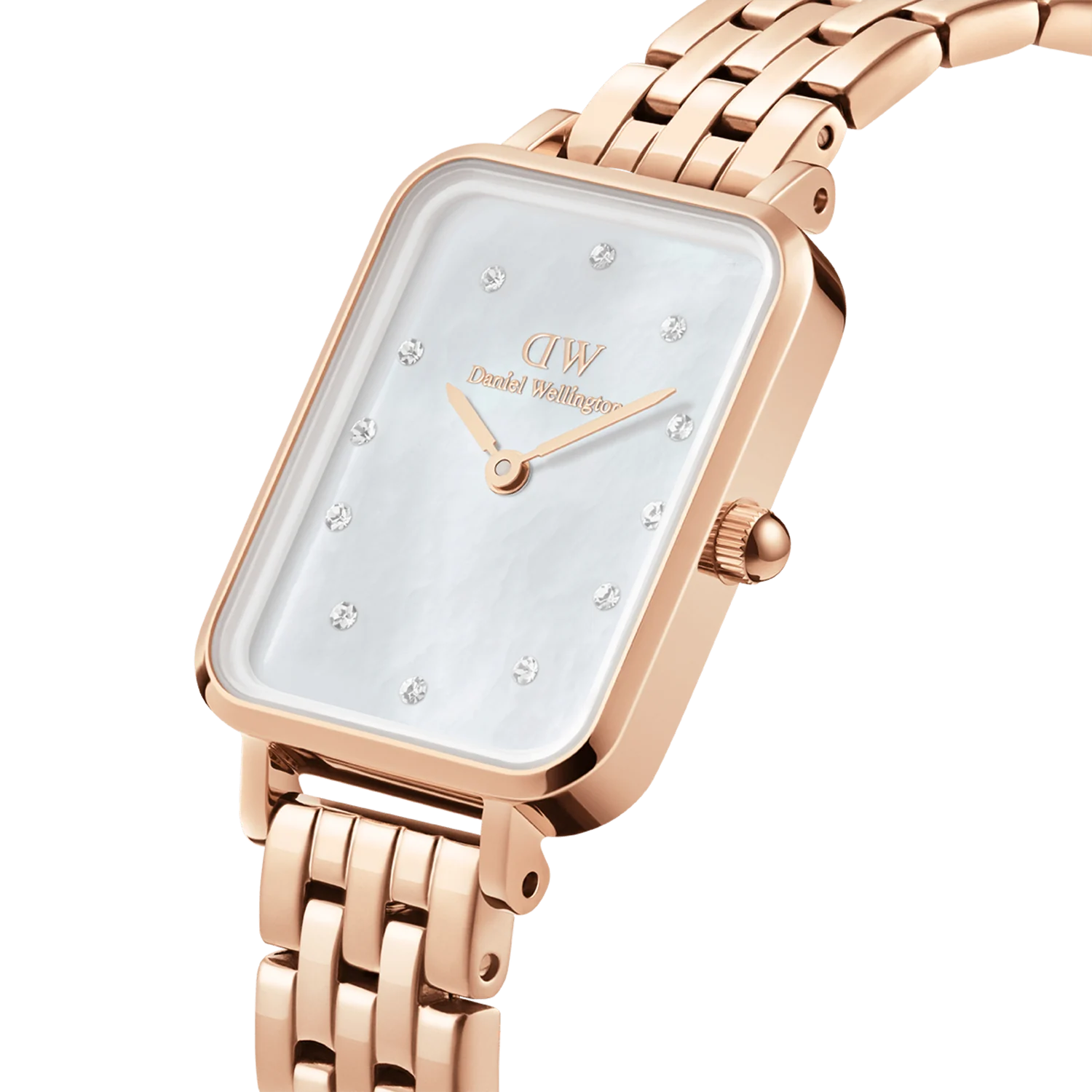 DW Quadro Lumine 5-Link Melrose Watch in Rose Gold/MOP - 20x26mm