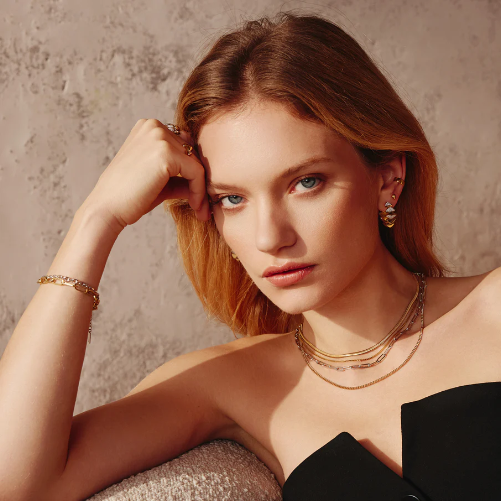 Ania Haie Gold Plated Trailblazer Pyramid Studs