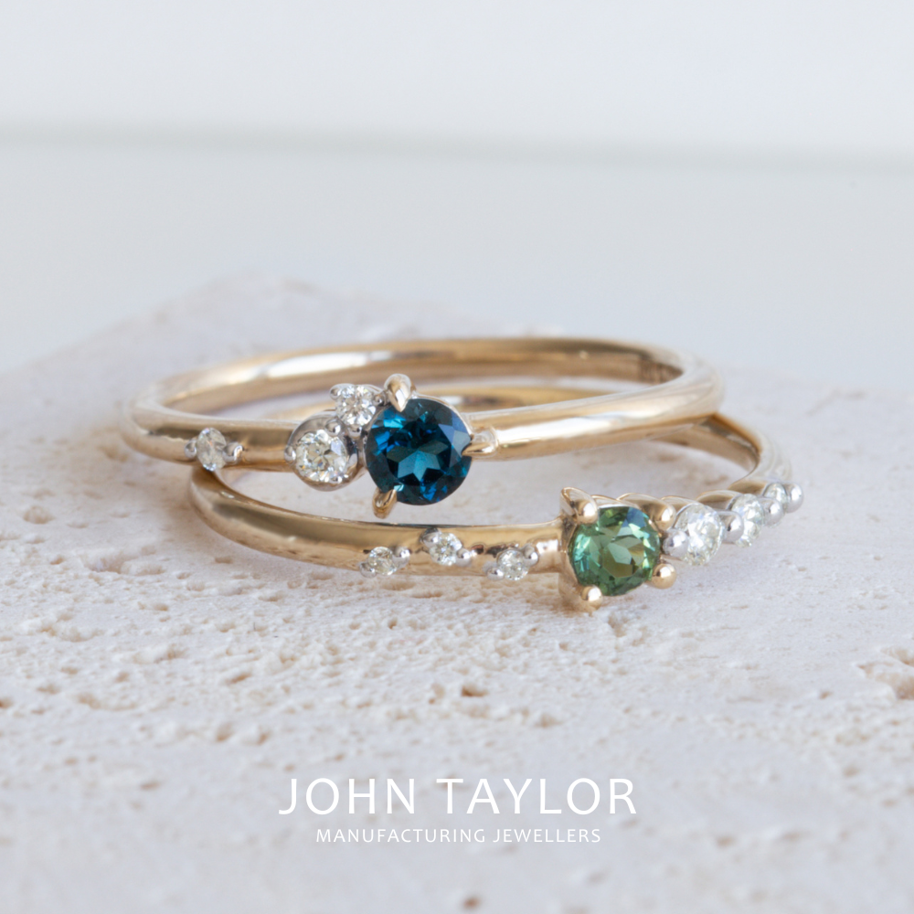 London Blue Topaz & Offset Diamond Ring