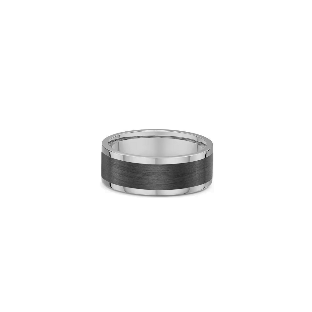 DORA Men's Rounded Carbon Fiber & Titanium Wide Band Ring