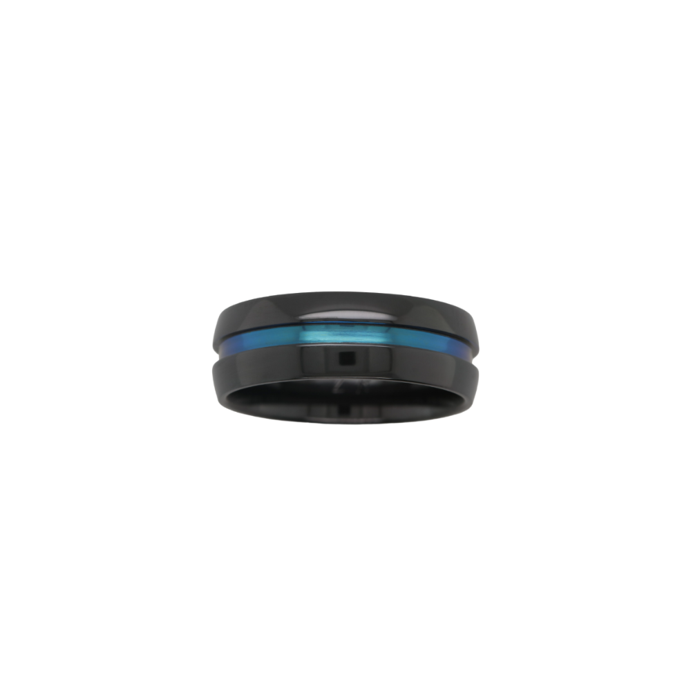 ZiRO Black Zirconium Band with Teal Coloured Groove Ring – John Taylor ...