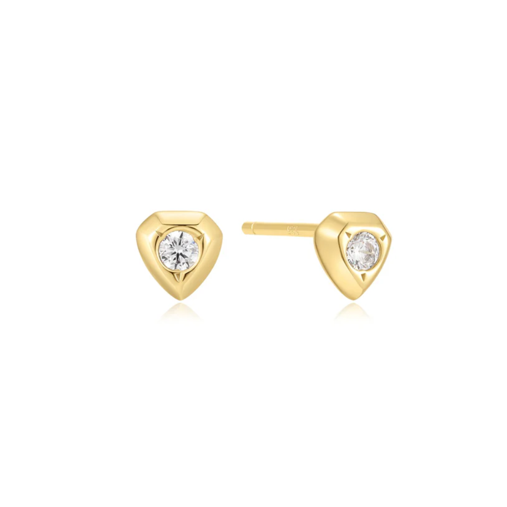 Ania Haie Gold Plated Sparkling Sheild Stud Earrings