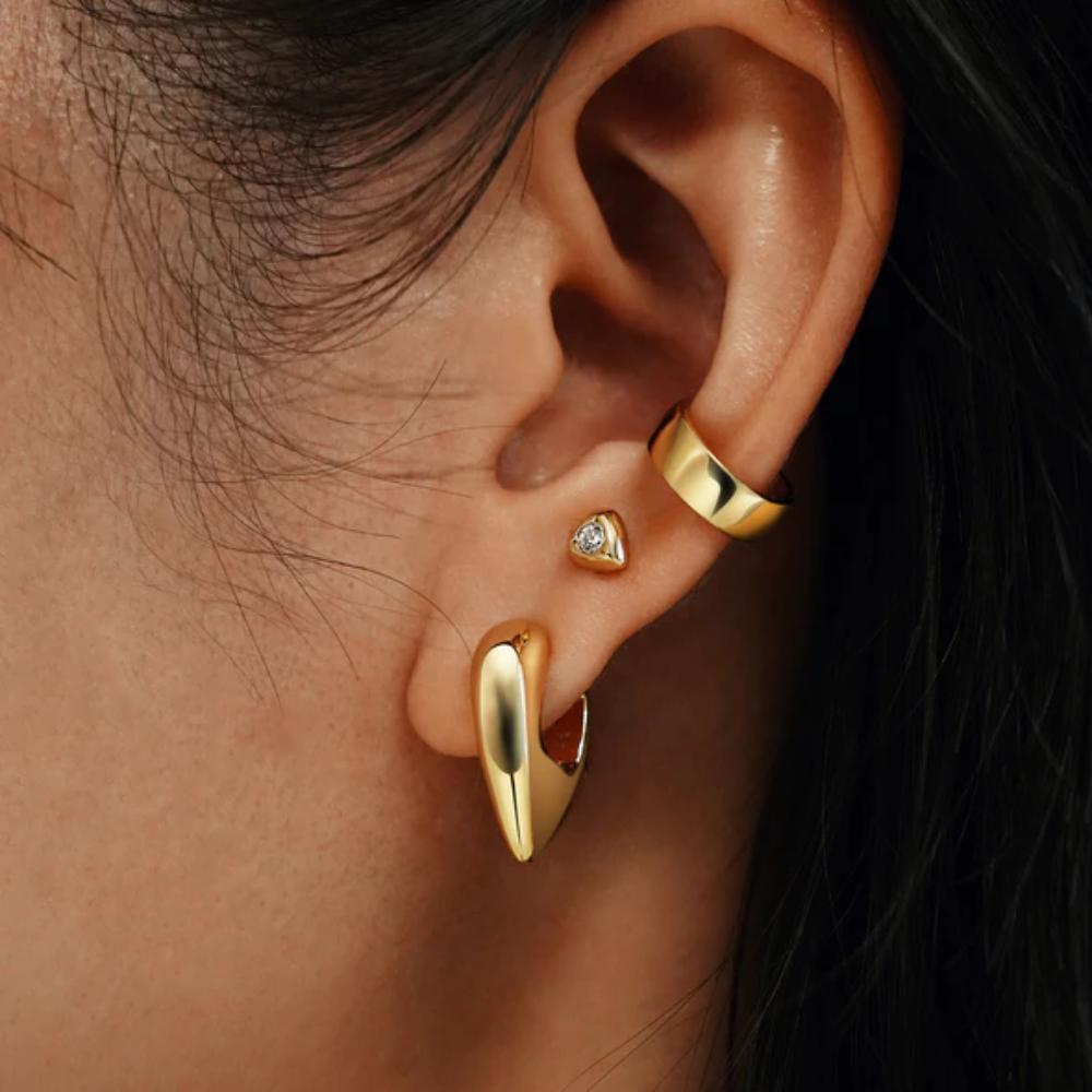 Ania Haie Gold Plated Sparkling Sheild Stud Earrings