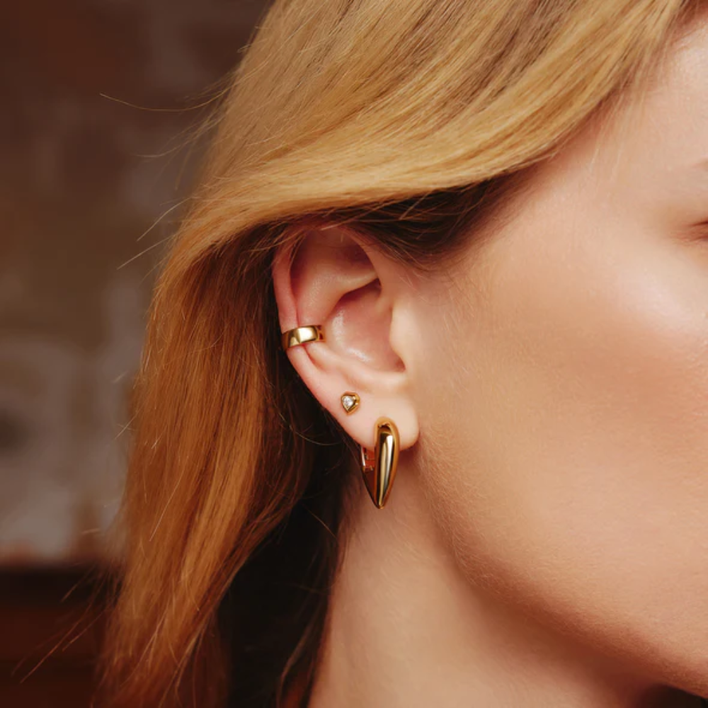 Ania Haie Gold Plated Sparkling Sheild Stud Earrings