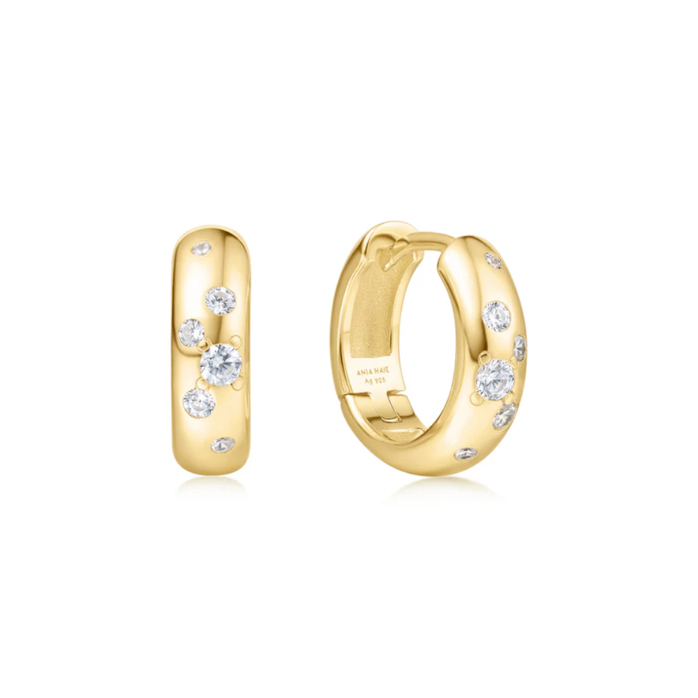 Ania Haie Gold Plated Small Chubby Sparkling Huggie Hoop Earrings