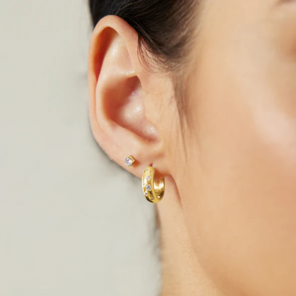 Ania Haie Gold Plated Small Chubby Sparkling Huggie Hoop Earrings