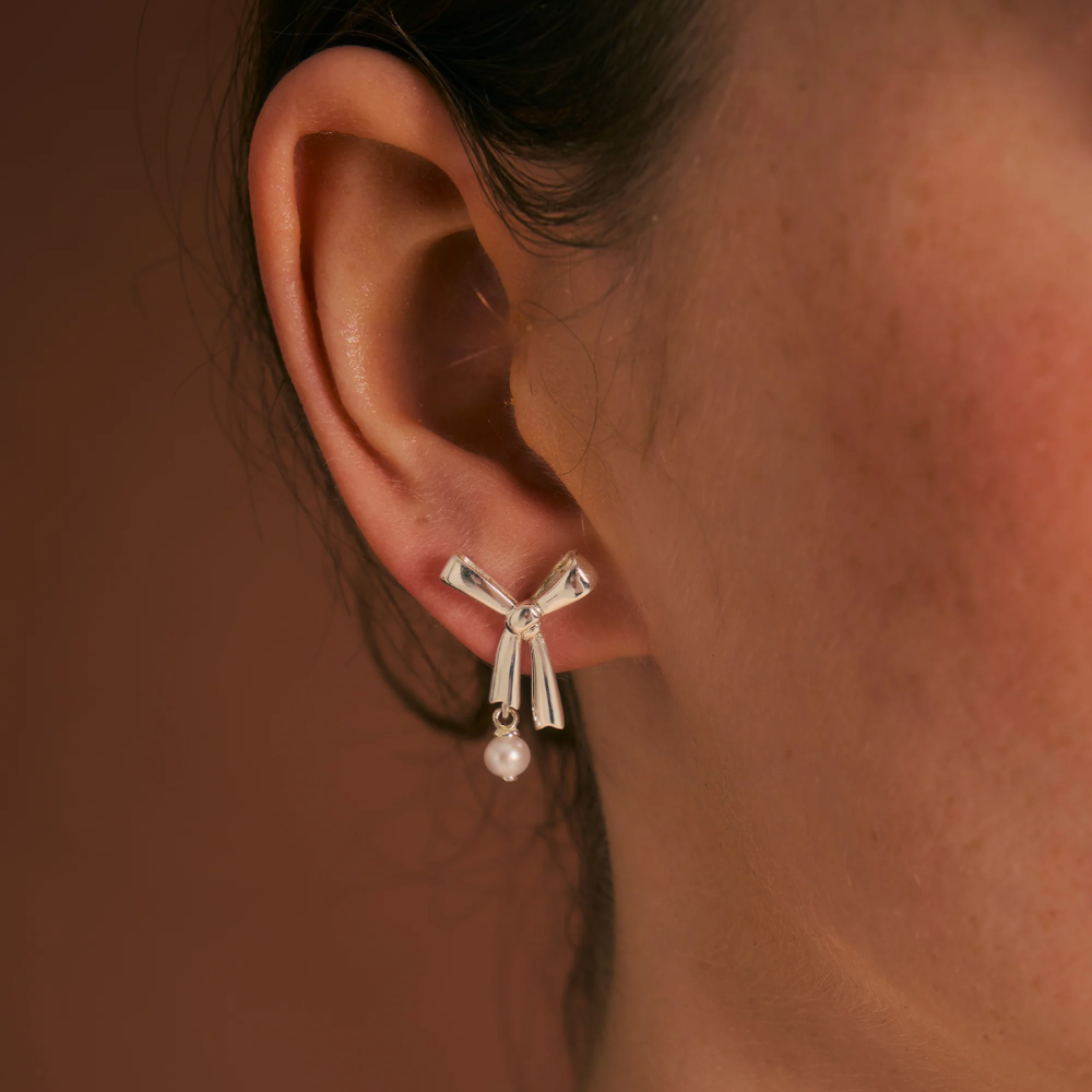 Karen Walker Gold Plated Pearl Bow Studs