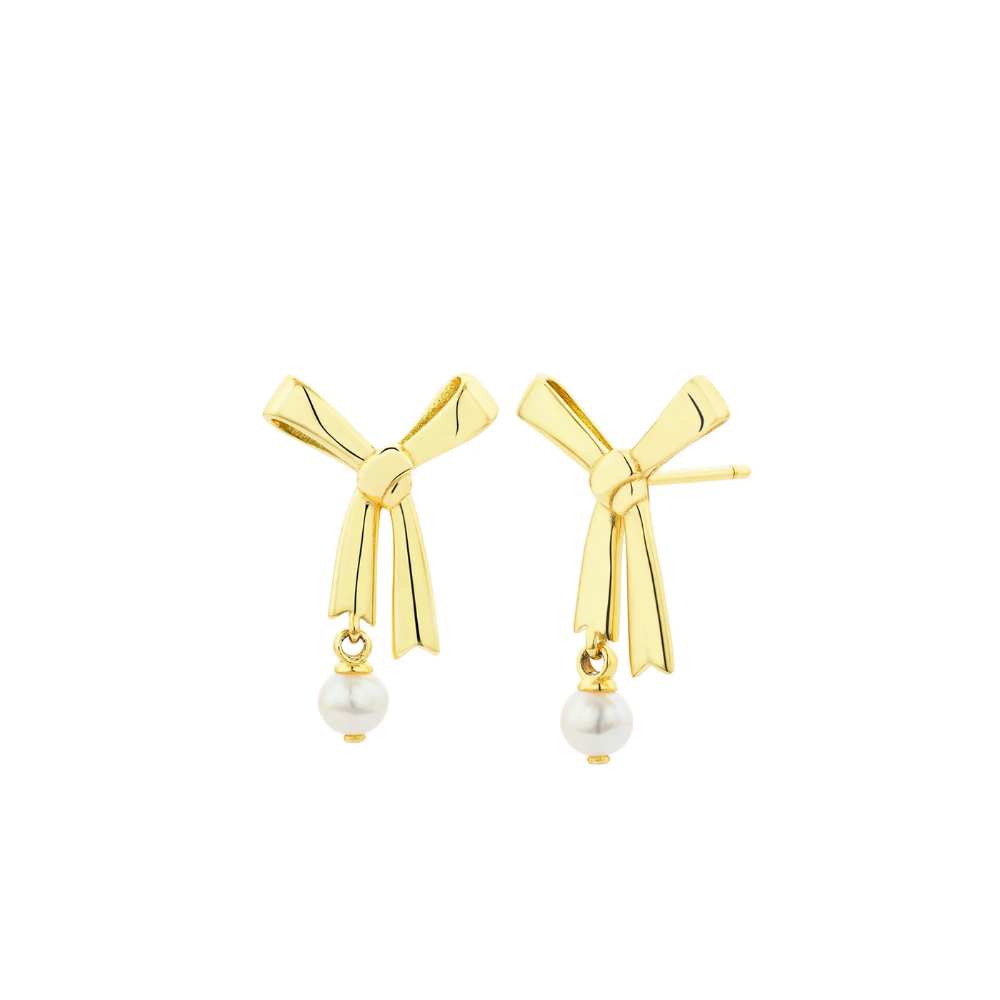 Karen Walker Gold Plated Pearl Bow Studs