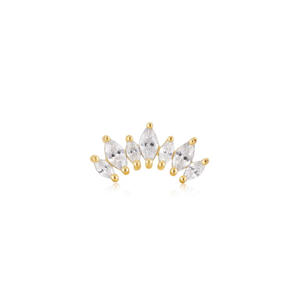 Ania Haie Gold Sparkle Marquise Climber Barbell Single Earring