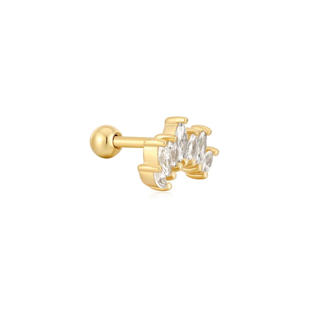 Ania Haie Gold Sparkle Marquise Climber Barbell Single Earring