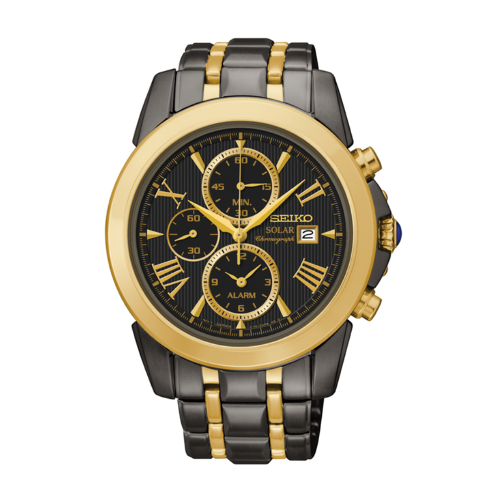 Seiko Gents Le Grand Solar Chronograph Sport Watch in Black/Gold