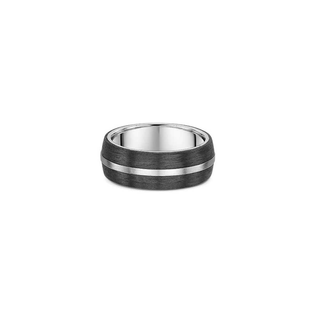 DORA Men's Matte Carbon Fiber & White Gold Ring