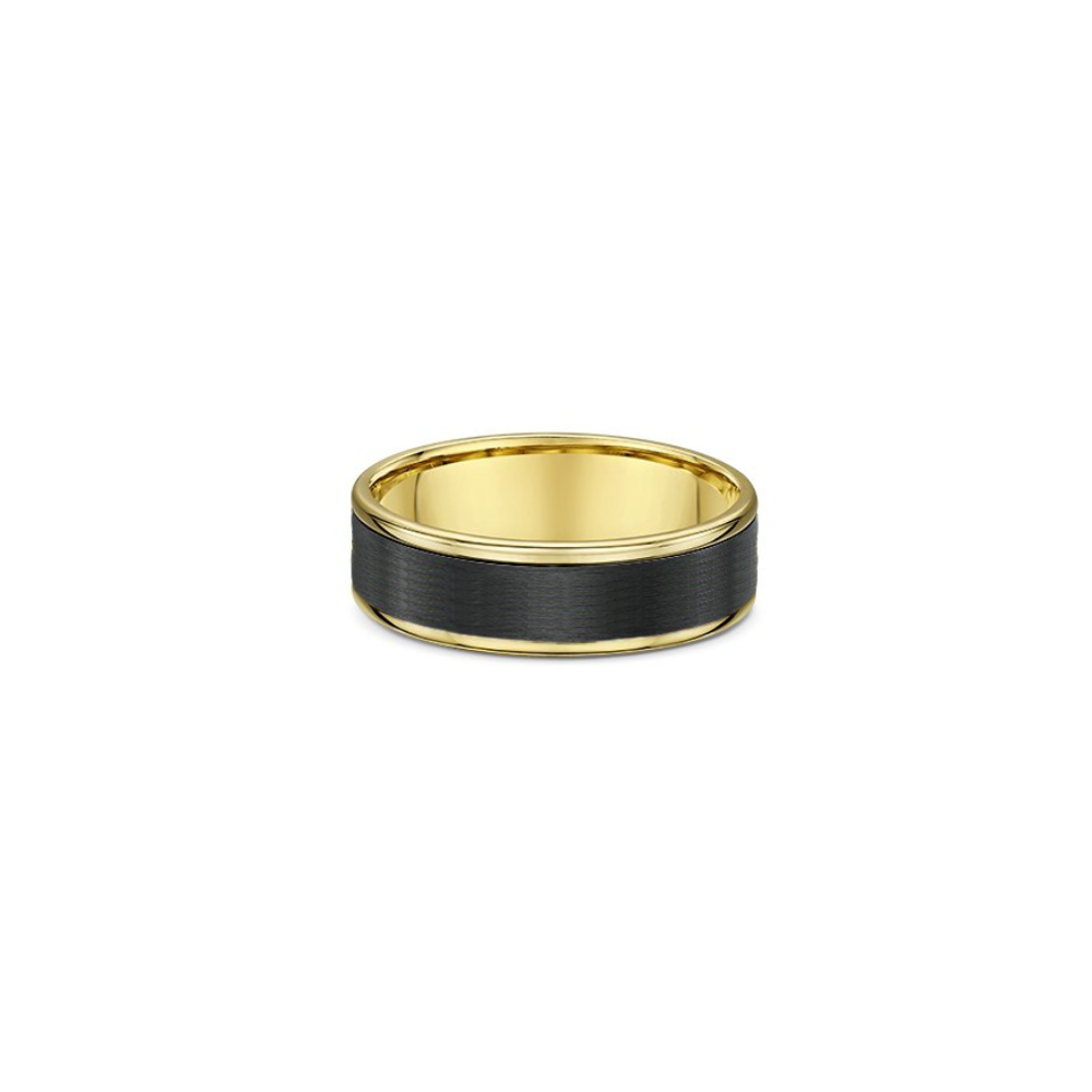 DORA Men's Gold and Carbon Fiber Raised Edges Ring