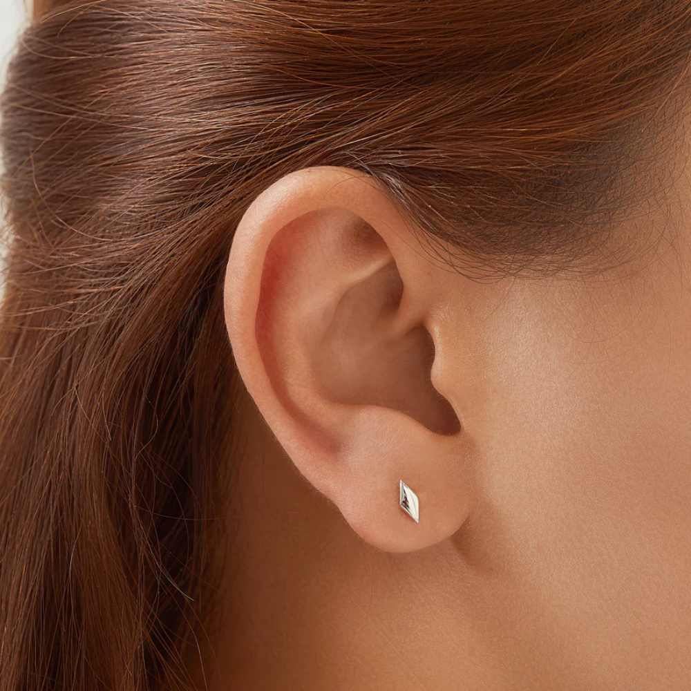 Ania Haie Silver Ear We Go Diamond Shape Studs