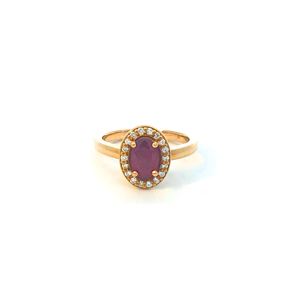 0.91ct Ruby Halo Ring in 18ct Gold