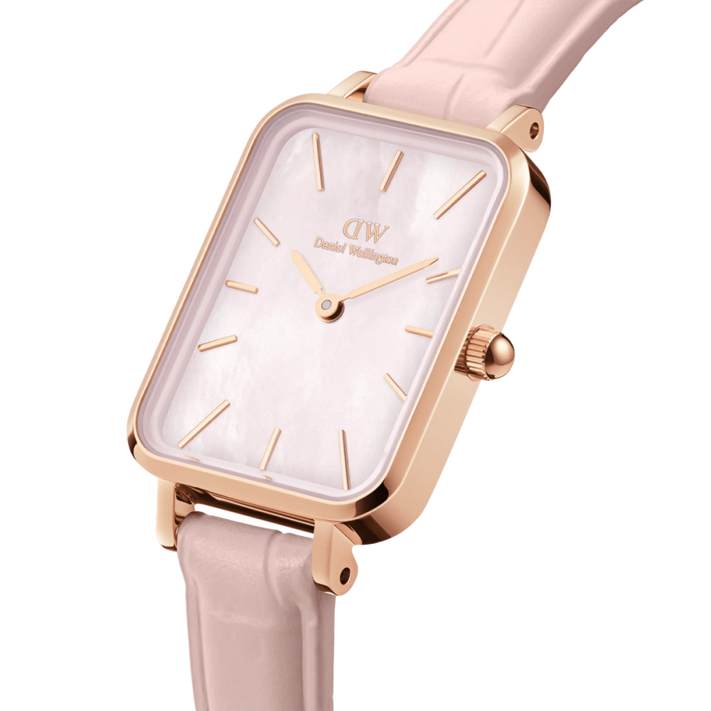 DW Quadro Pressed Rouge Watch in Rose Gold/Pink/MOP - 20x26mm