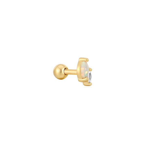 Ania Haie Gold Kyoto Opal and Sparkle Marquise Barbell Single Earring