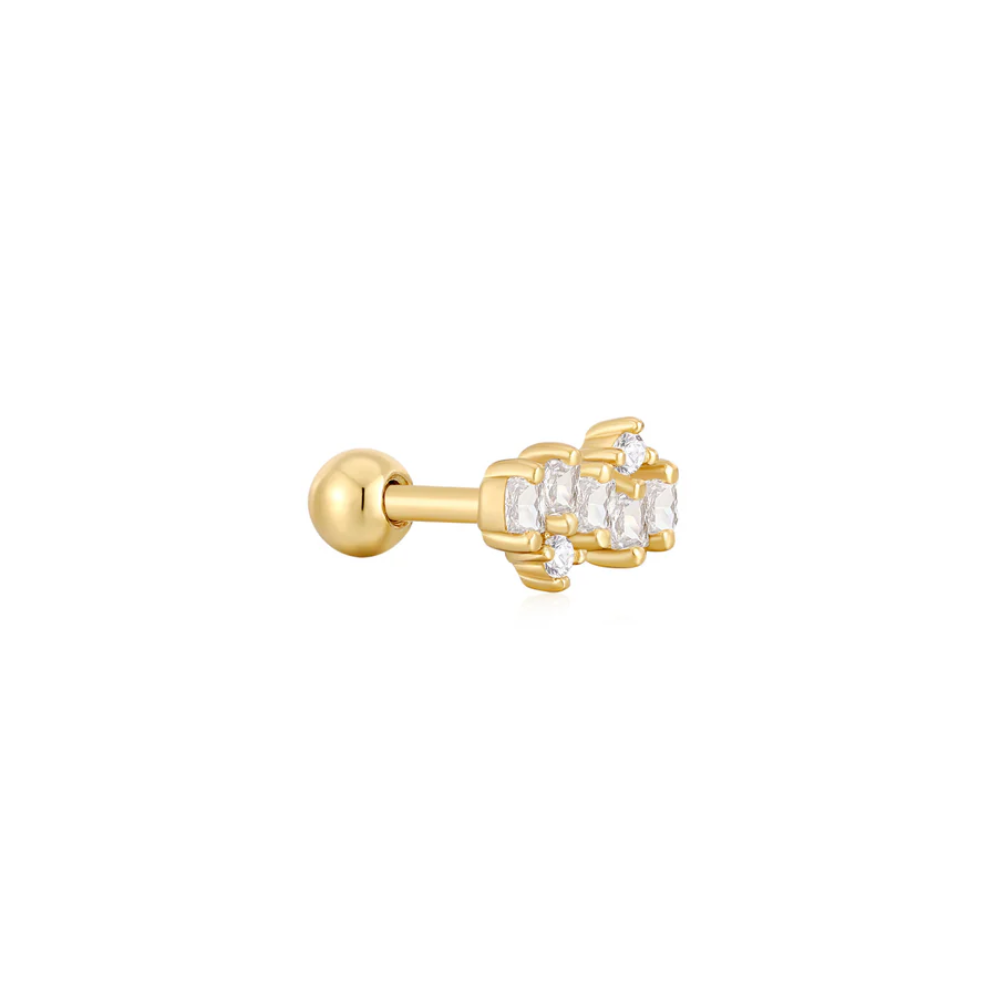 Ania Haie Gold Plated Sparkle Cluster Climber Barbell Single Earring