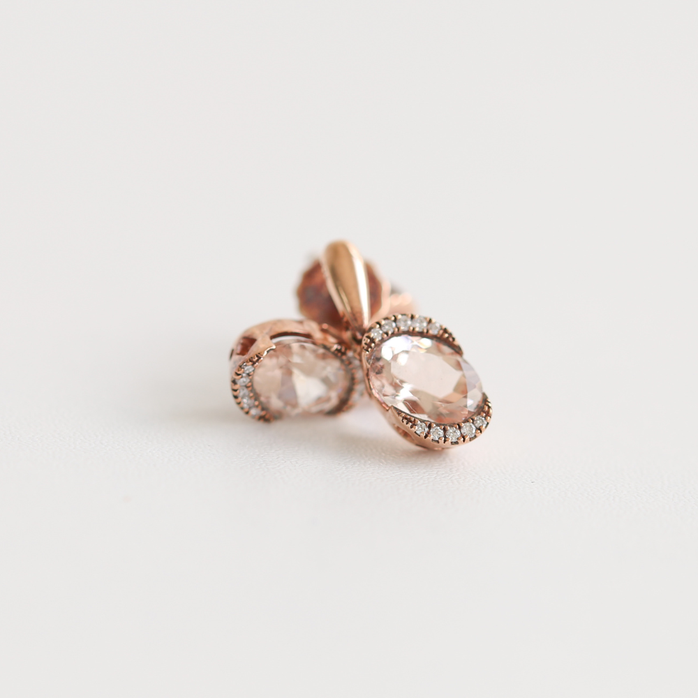 Morganite & Diamond Drop Earrings in 9ct Rose Gold