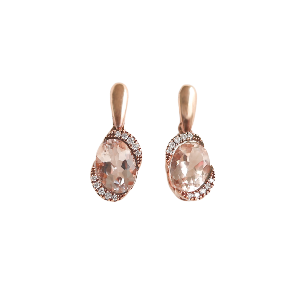 Morganite & Diamond Drop Earrings in 9ct Rose Gold