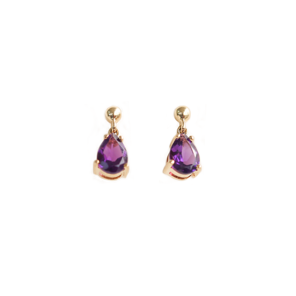 Amethyst Drop Earrings in 9ct Gold