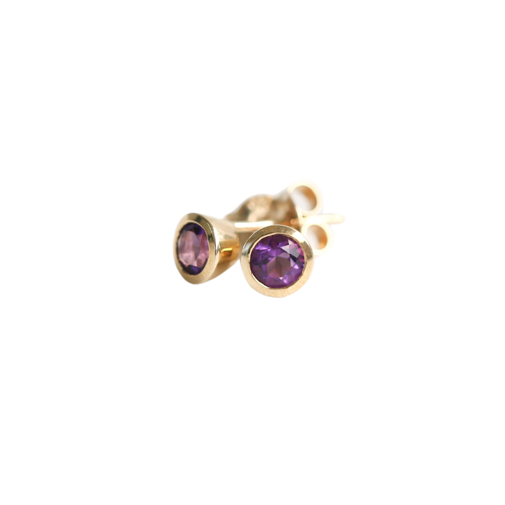 4mm Amethyst Stud Earrings in 9ct Gold