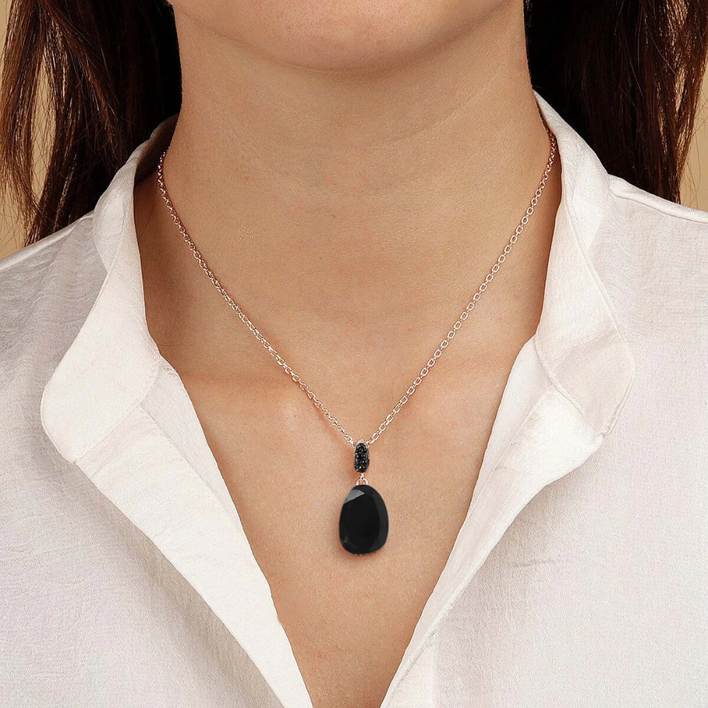 Bronzallure Preziosa Black Spinel CZ Necklace