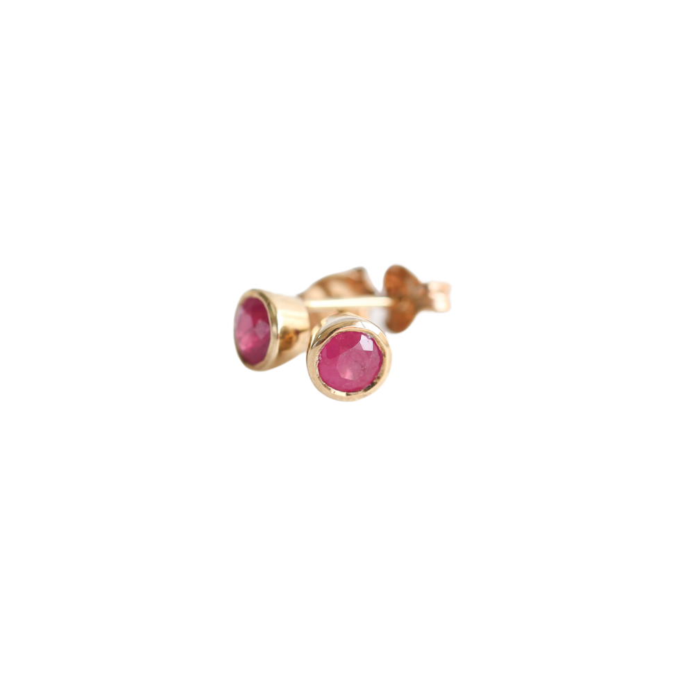 Ruby Rub-over Stud Earrings in 9ct Gold