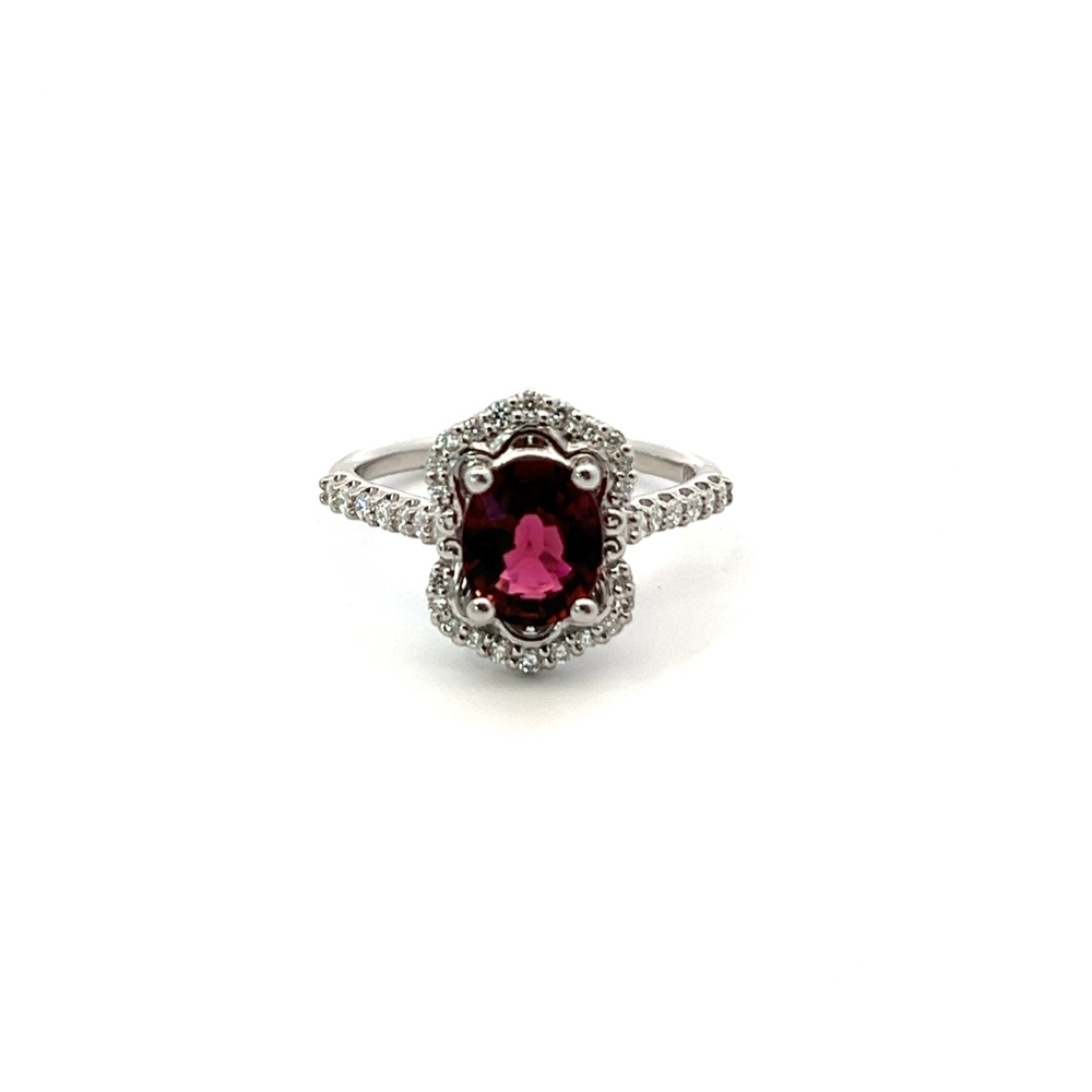 1.8ct Tourmaline & Diamond Vintage Halo Ring in Platinum