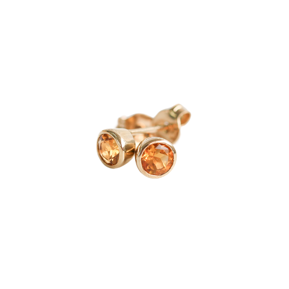 Citrine Rubover Stud Earrings in 9ct Gold