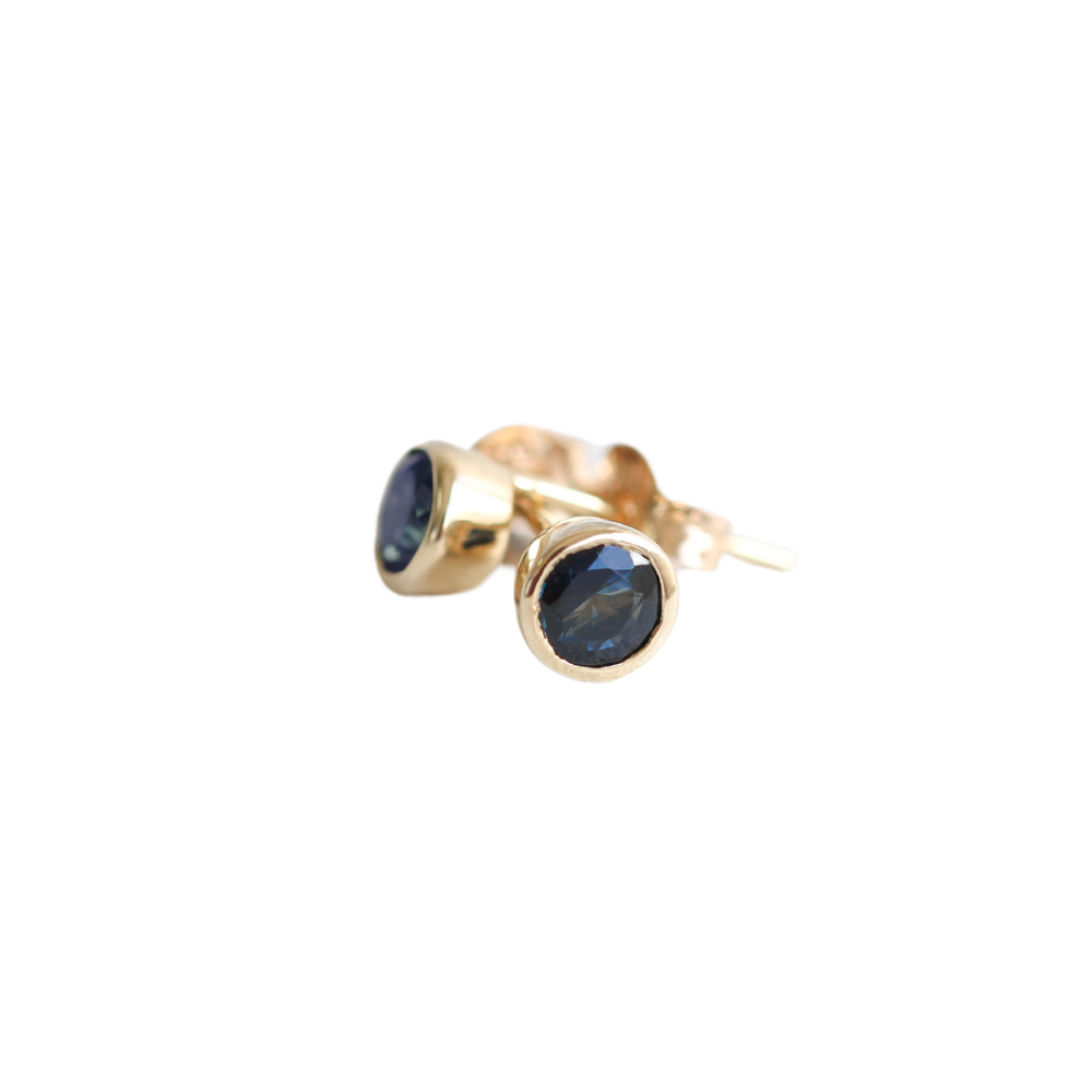 Sapphire Rubover Stud Earrings in 9ct Gold