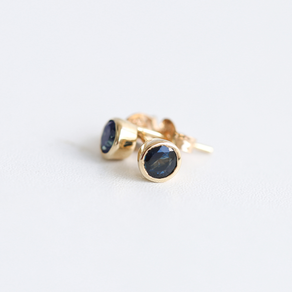 Sapphire Rubover Stud Earrings in 9ct Gold