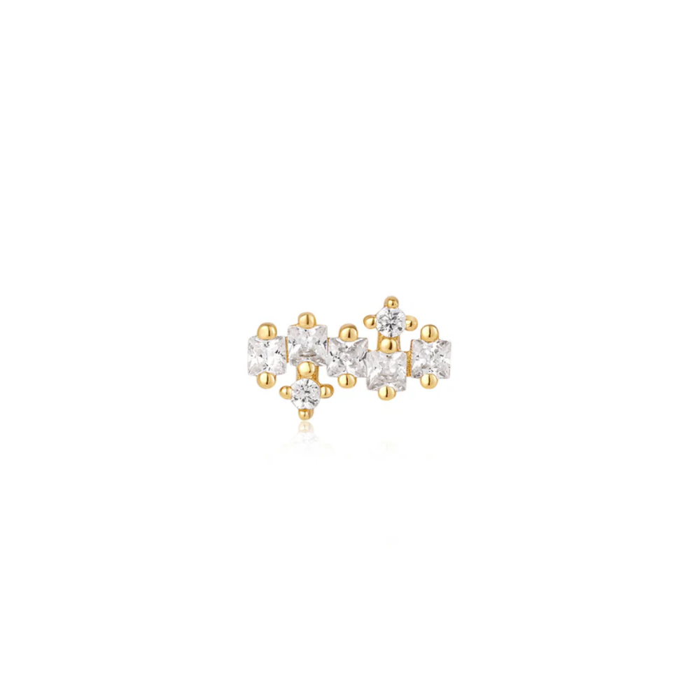 Ania Haie Gold Plated Sparkle Cluster Climber Barbell Single Earring