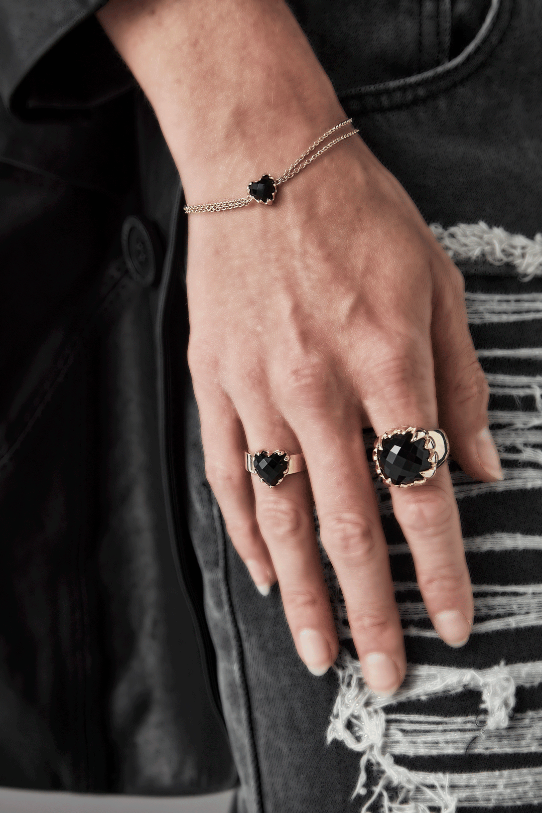 Stolen Girlfriends Club Gold Plated Love Claw Bracelet Onyx