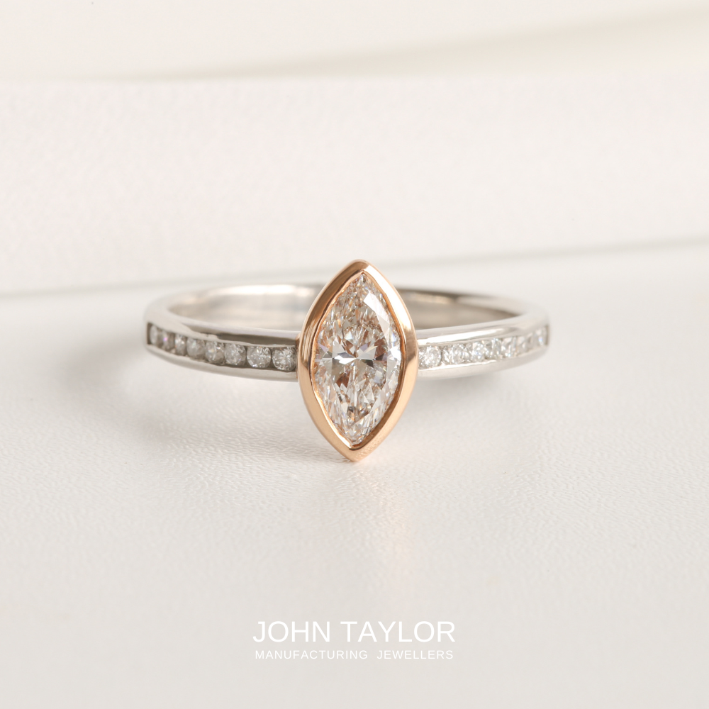 Marquise Diamond Rose Gold & Platinum Ring