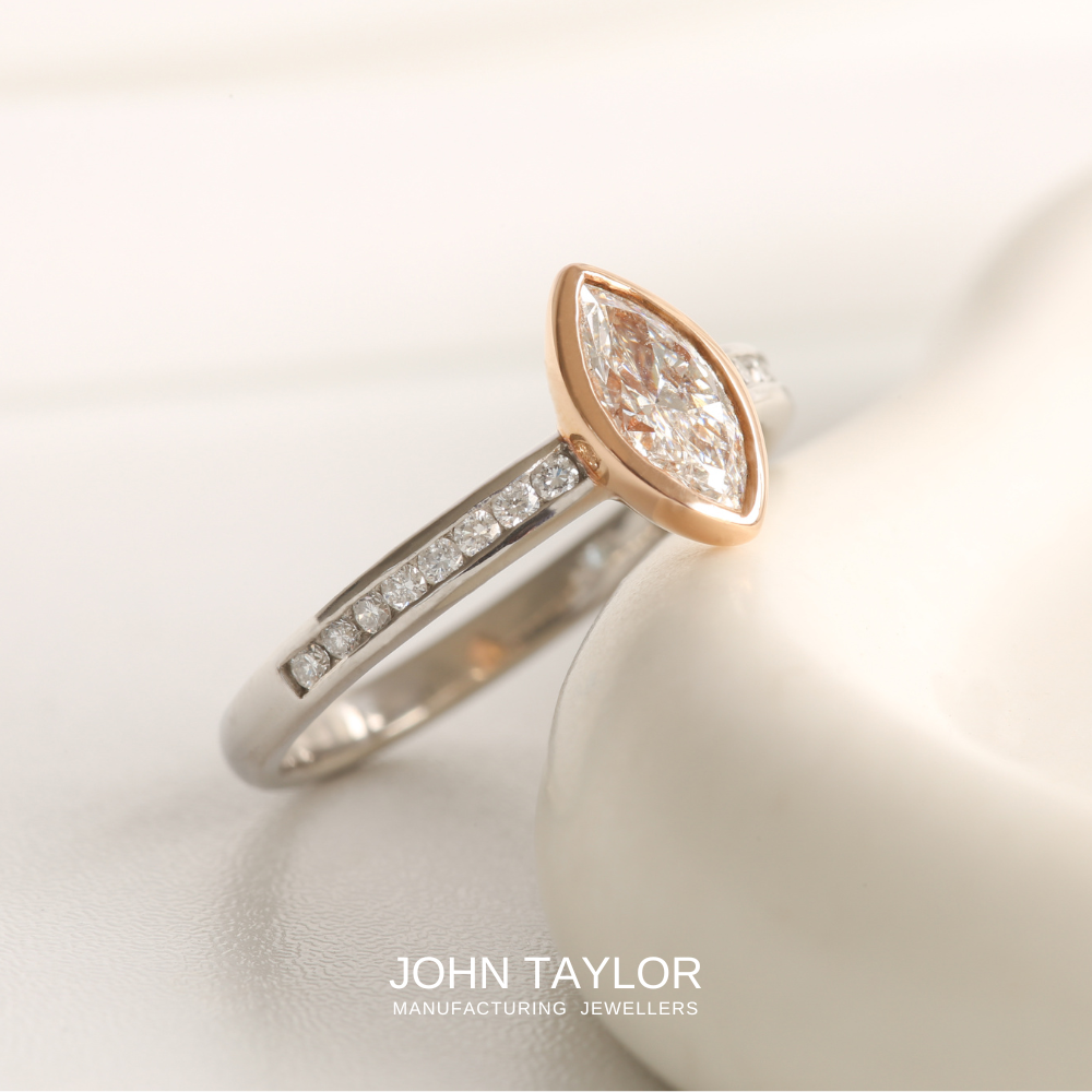 Marquise Diamond Rose Gold & Platinum Ring