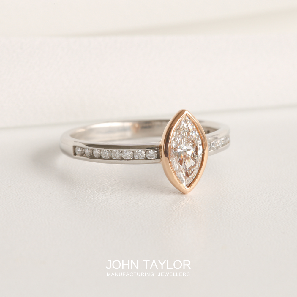 Marquise Diamond Rose Gold & Platinum Ring